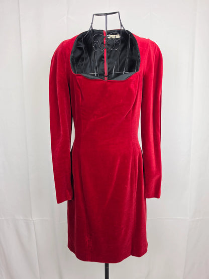 Christian-Dior-Coordonn-s-Abito-Vintage-in-Velluto-Rosso-Cremisi-70263498899780 - Pally Vintage Closet