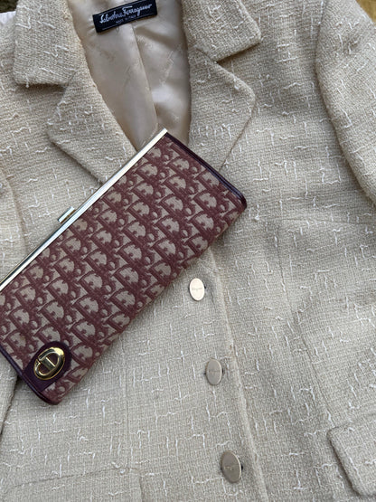 Christian-Dior-Pochette-Vintage-Tela-Oblique-e-Pelle-Bordeaux-70420541178180 - Pally Vintage Closet