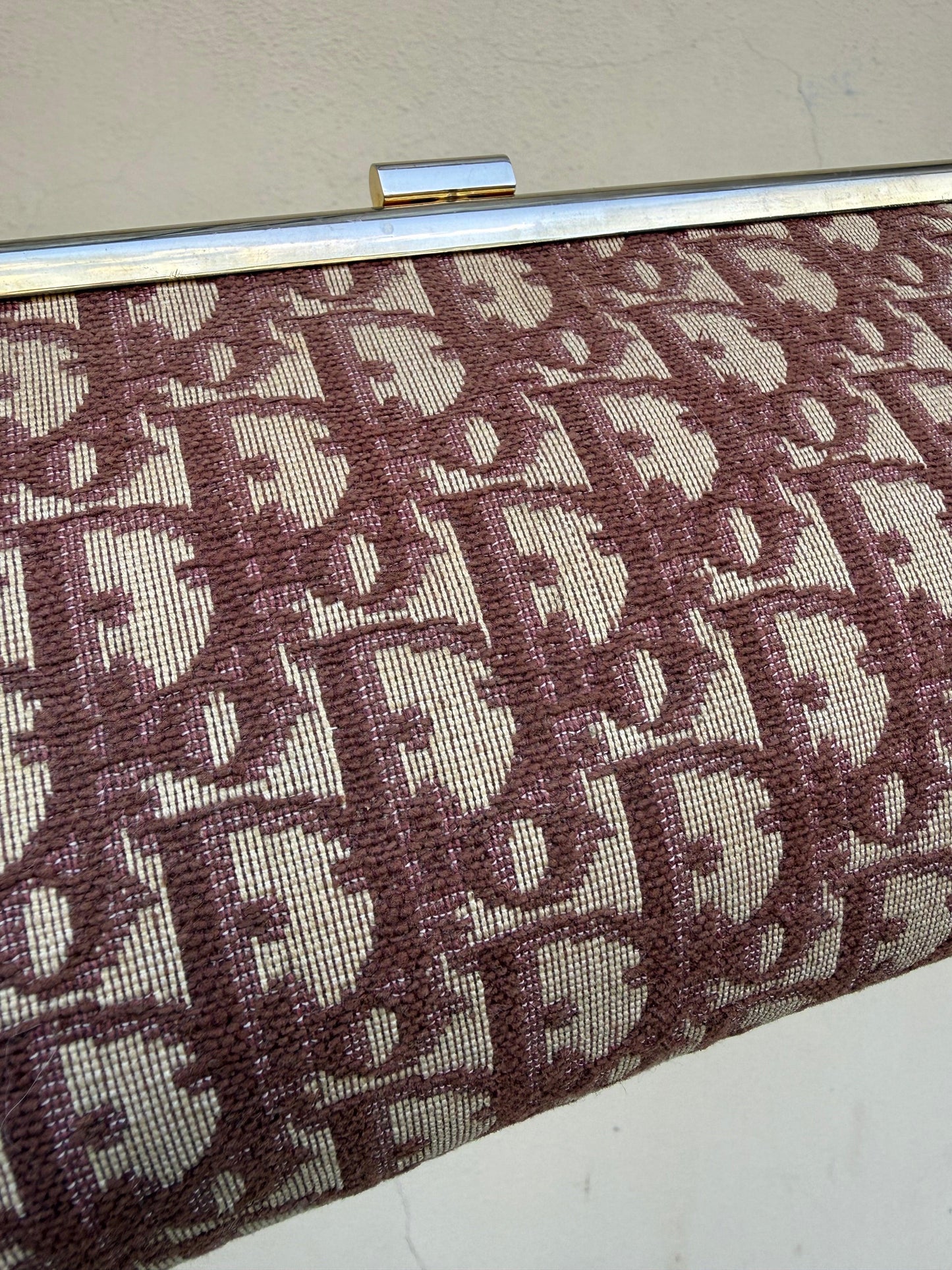 Christian-Dior-Pochette-Vintage-Tela-Oblique-e-Pelle-Bordeaux-70420541210948 - Pally Vintage Closet