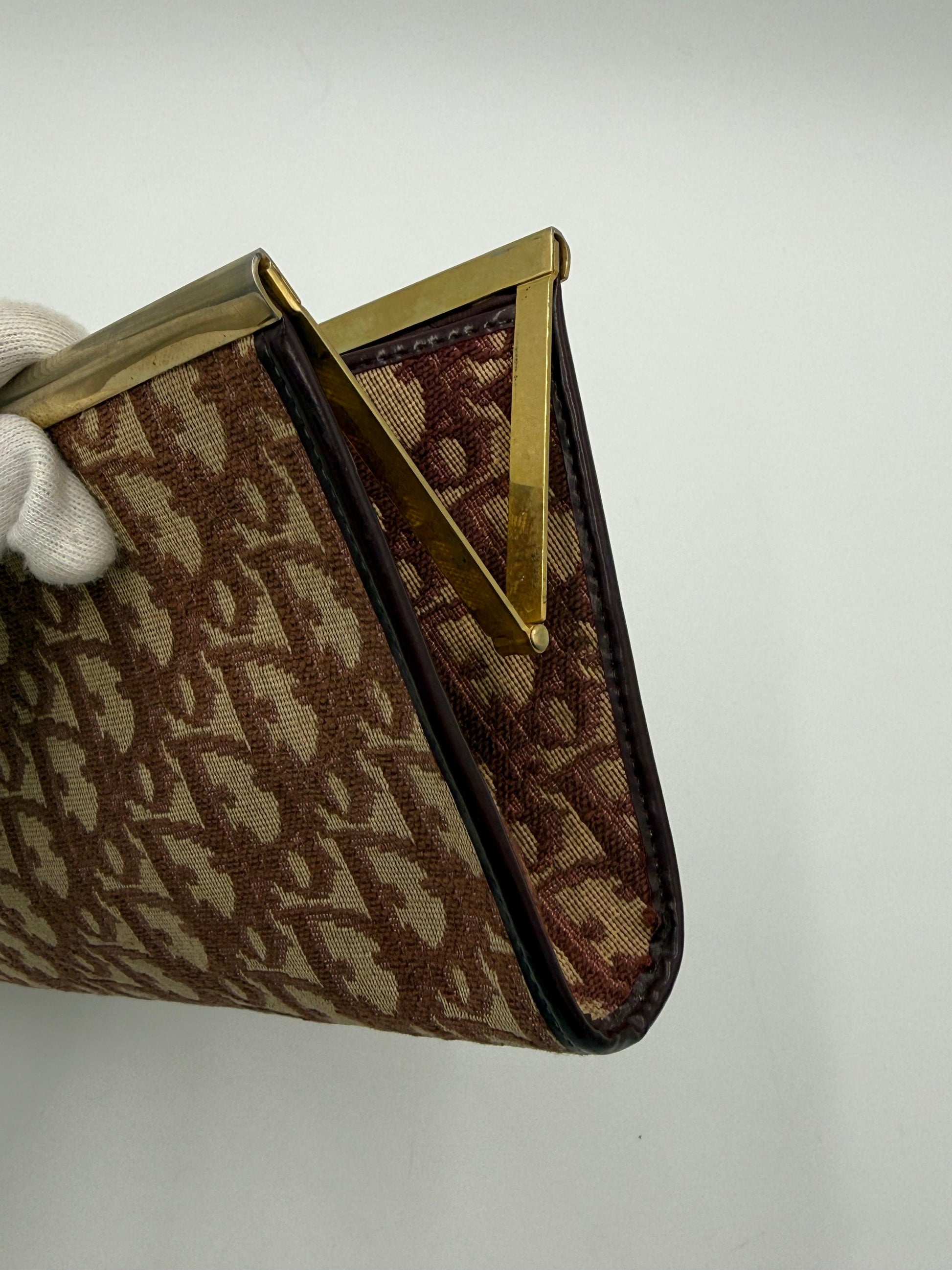Christian-Dior-Pochette-Vintage-Tela-Oblique-e-Pelle-Bordeaux-70420541243716 - Pally Vintage Closet