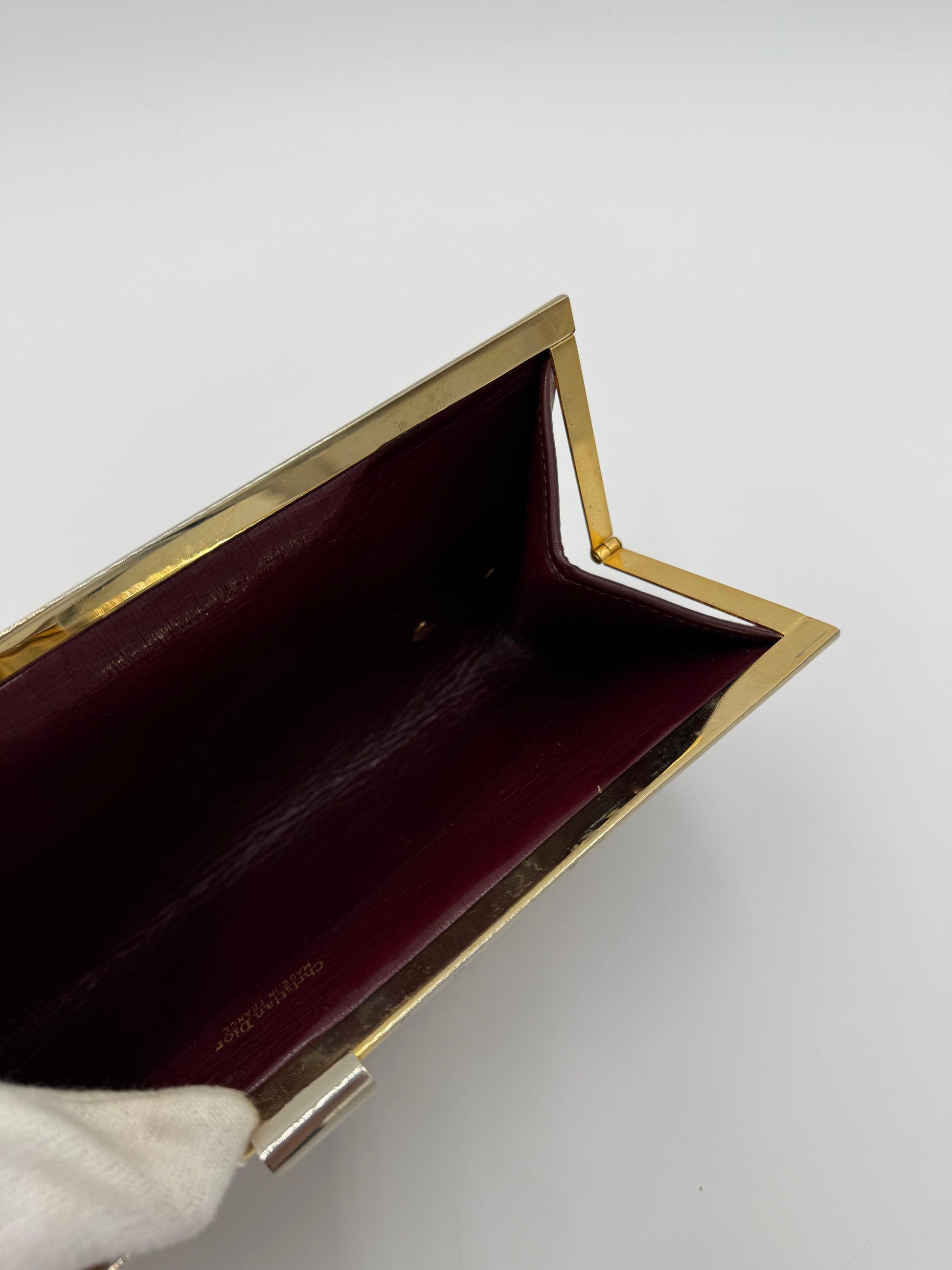 Christian-Dior-Pochette-Vintage-Tela-Oblique-e-Pelle-Bordeaux-70420541276484 - Pally Vintage Closet