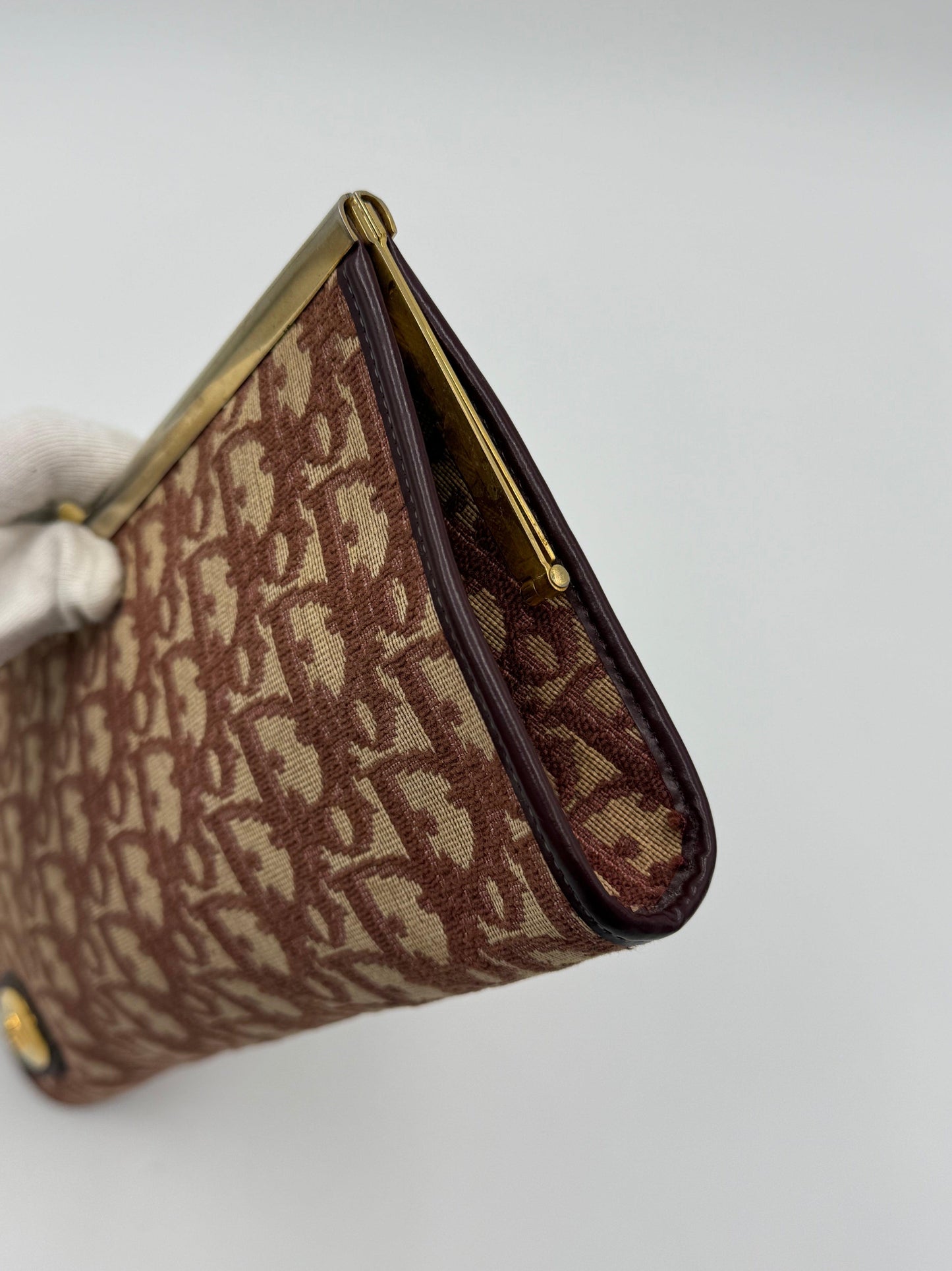 Christian-Dior-Pochette-Vintage-Tela-Oblique-e-Pelle-Bordeaux-70420541440324 - Pally Vintage Closet