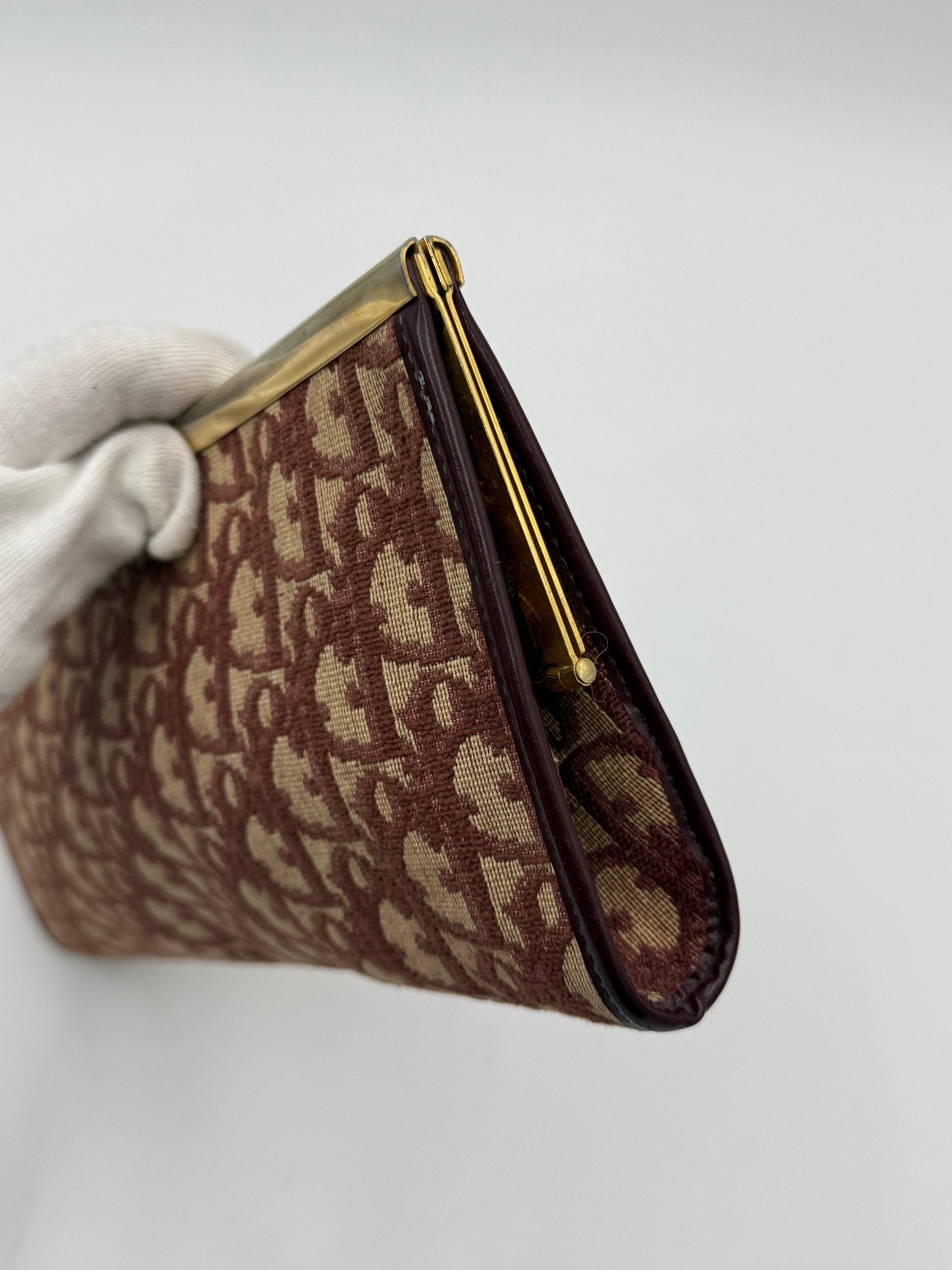 Christian-Dior-Pochette-Vintage-Tela-Oblique-e-Pelle-Bordeaux-70420541473092 - Pally Vintage Closet