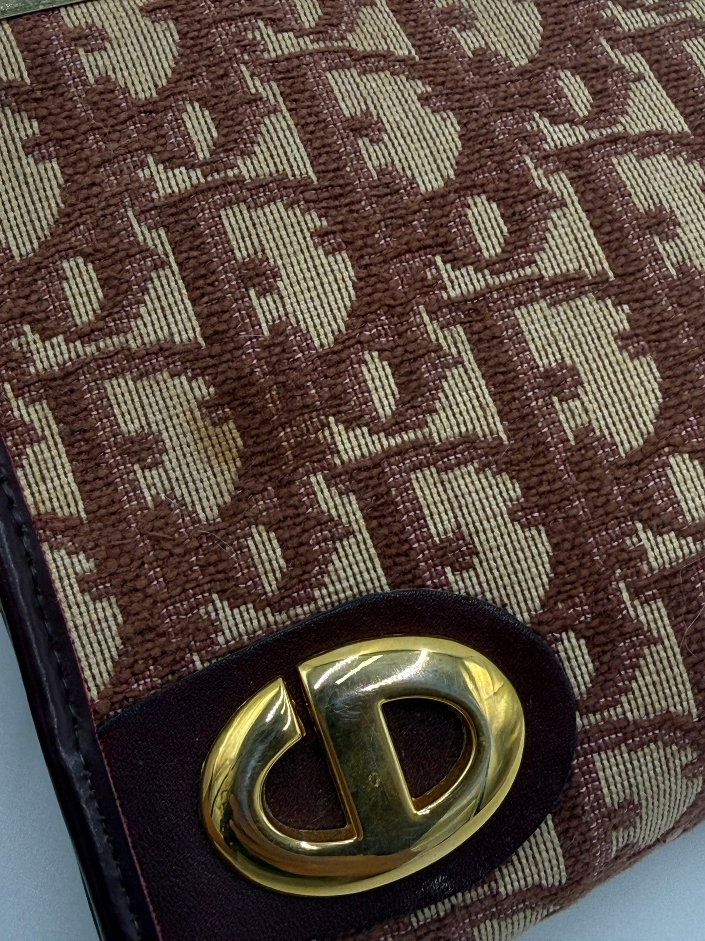 Christian-Dior-Pochette-Vintage-Tela-Oblique-e-Pelle-Bordeaux-70420541505860 - Pally Vintage Closet
