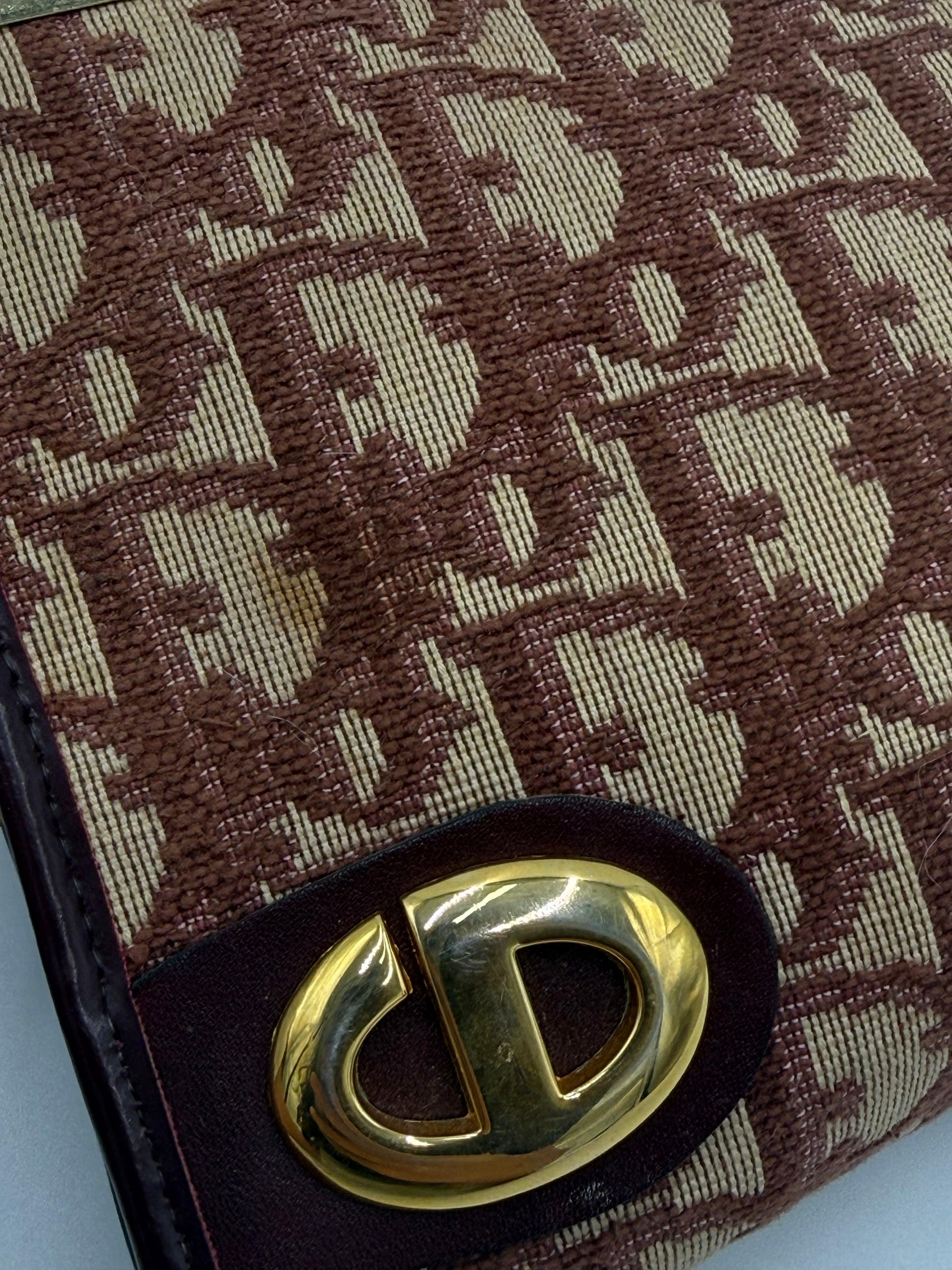 Christian-Dior-Pochette-Vintage-Tela-Oblique-e-Pelle-Bordeaux-70420541505860 - Pally Vintage Closet