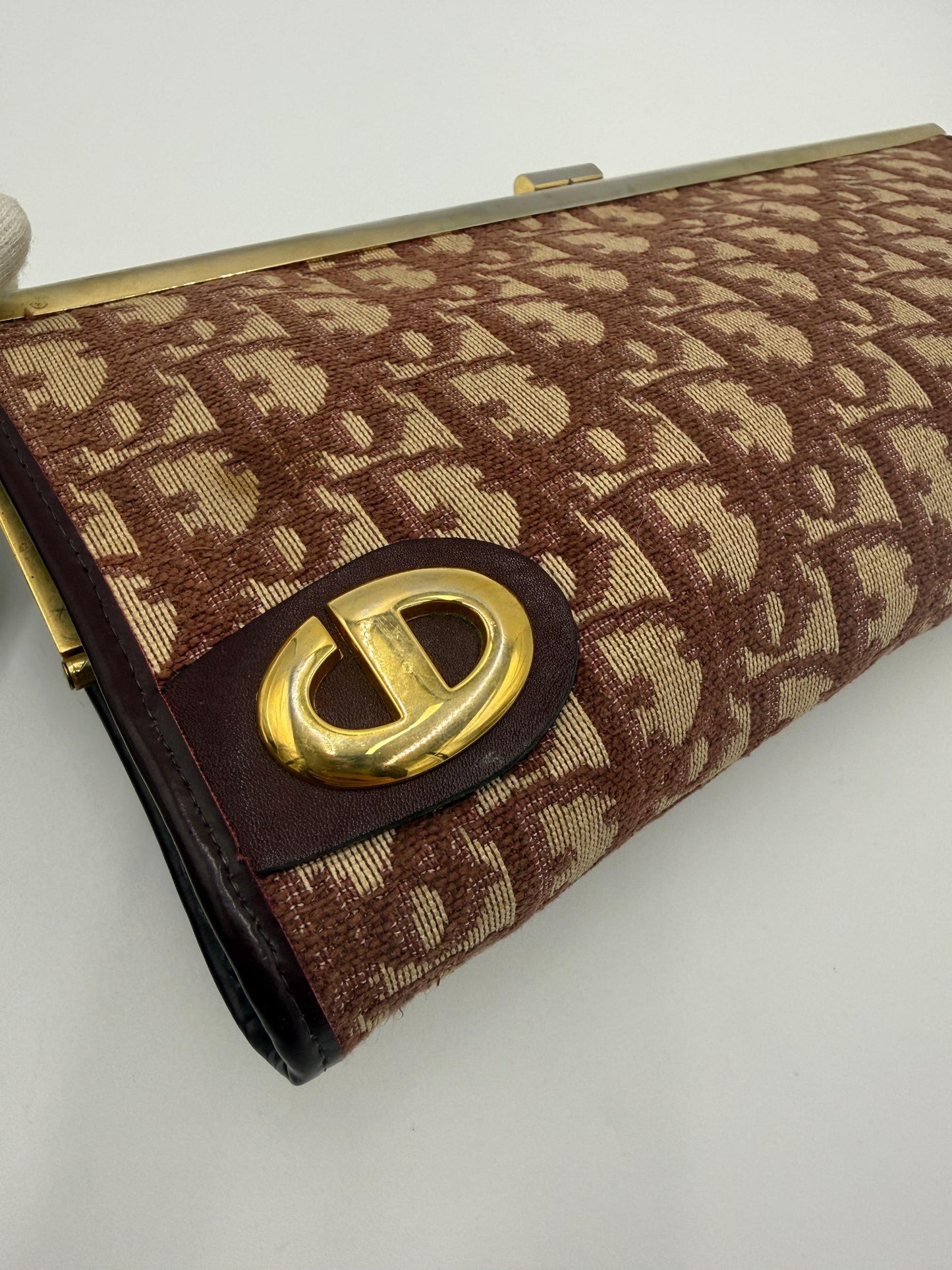 Christian-Dior-Pochette-Vintage-Tela-Oblique-e-Pelle-Bordeaux-70420541538628 - Pally Vintage Closet