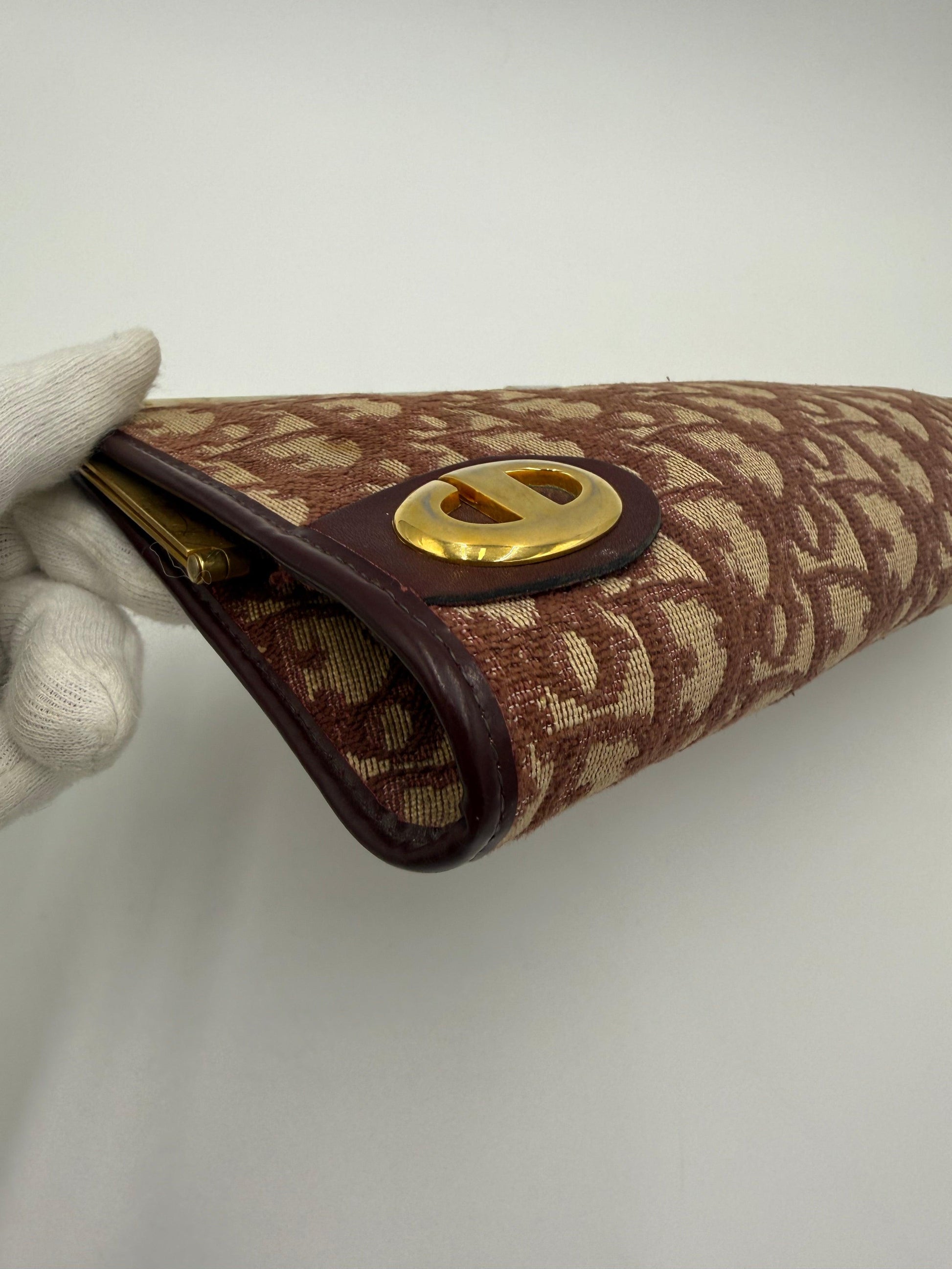 Christian-Dior-Pochette-Vintage-Tela-Oblique-e-Pelle-Bordeaux-70420541636932 - Pally Vintage Closet