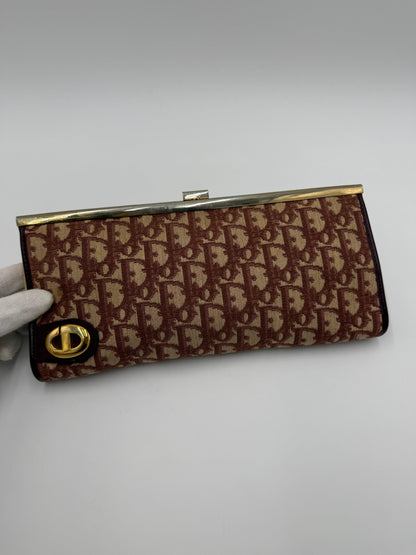 Christian-Dior-Pochette-Vintage-Tela-Oblique-e-Pelle-Bordeaux-70420541669700 - Pally Vintage Closet