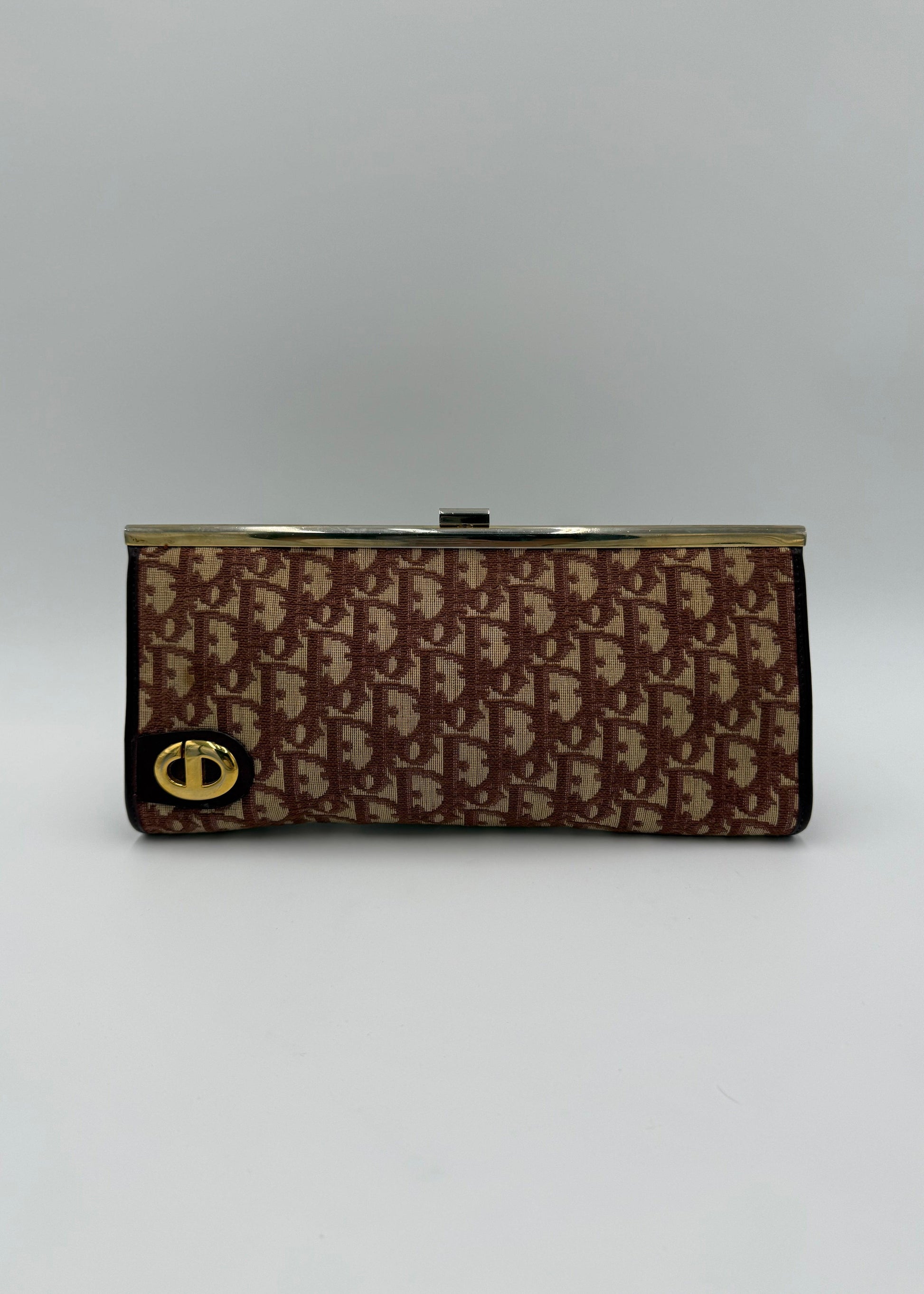 Christian-Dior-Pochette-Vintage-Tela-Oblique-e-Pelle-Bordeaux-70420541768004 - Pally Vintage Closet