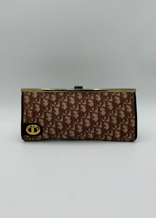 Christian-Dior-Pochette-Vintage-Tela-Oblique-e-Pelle-Bordeaux-70420541768004 - Pally Vintage Closet