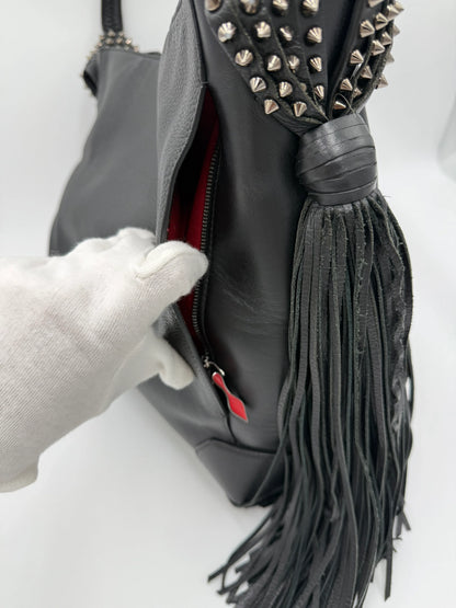 Christian-Louboutin-Borsa-Eloise-a-Spalla-con-Borchie-e-Frange-Nera-68355857252676 - Pally Vintage Closet