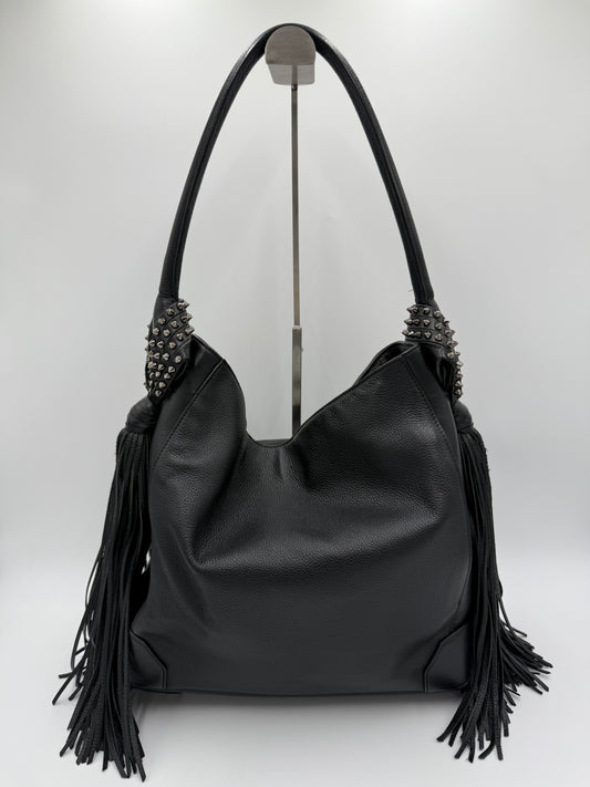 Christian Louboutin Borsa Eloise a Spalla con Borchie e Frange Nera - Pally Vintage Closet