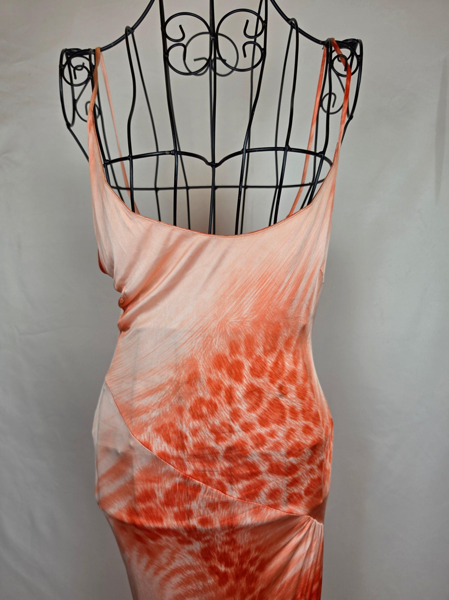 Class Roberto Cavalli Abito Lungo Vintage Asimmetrico Animalier Arancio - Pally Vintage Closet