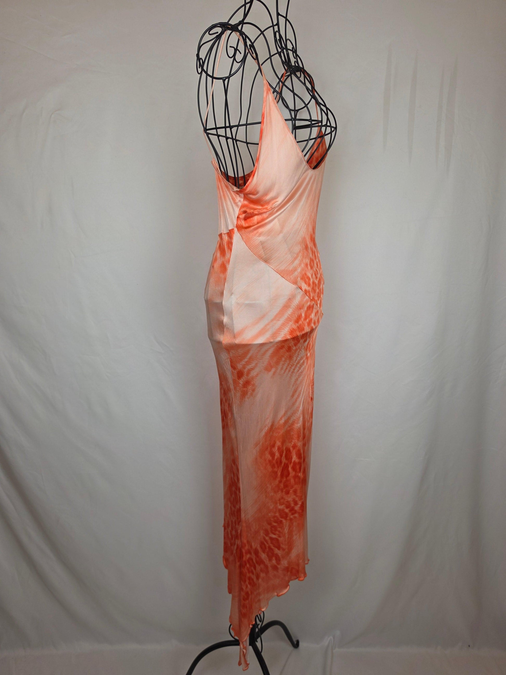 Class Roberto Cavalli Abito Lungo Vintage Asimmetrico Animalier Arancio - Pally Vintage Closet