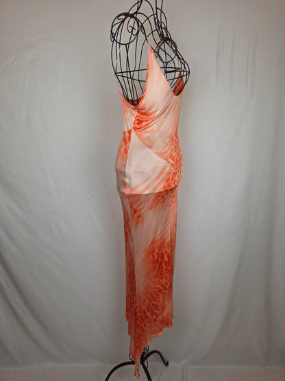 Class Roberto Cavalli Abito Lungo Vintage Asimmetrico Animalier Arancio - Pally Vintage Closet