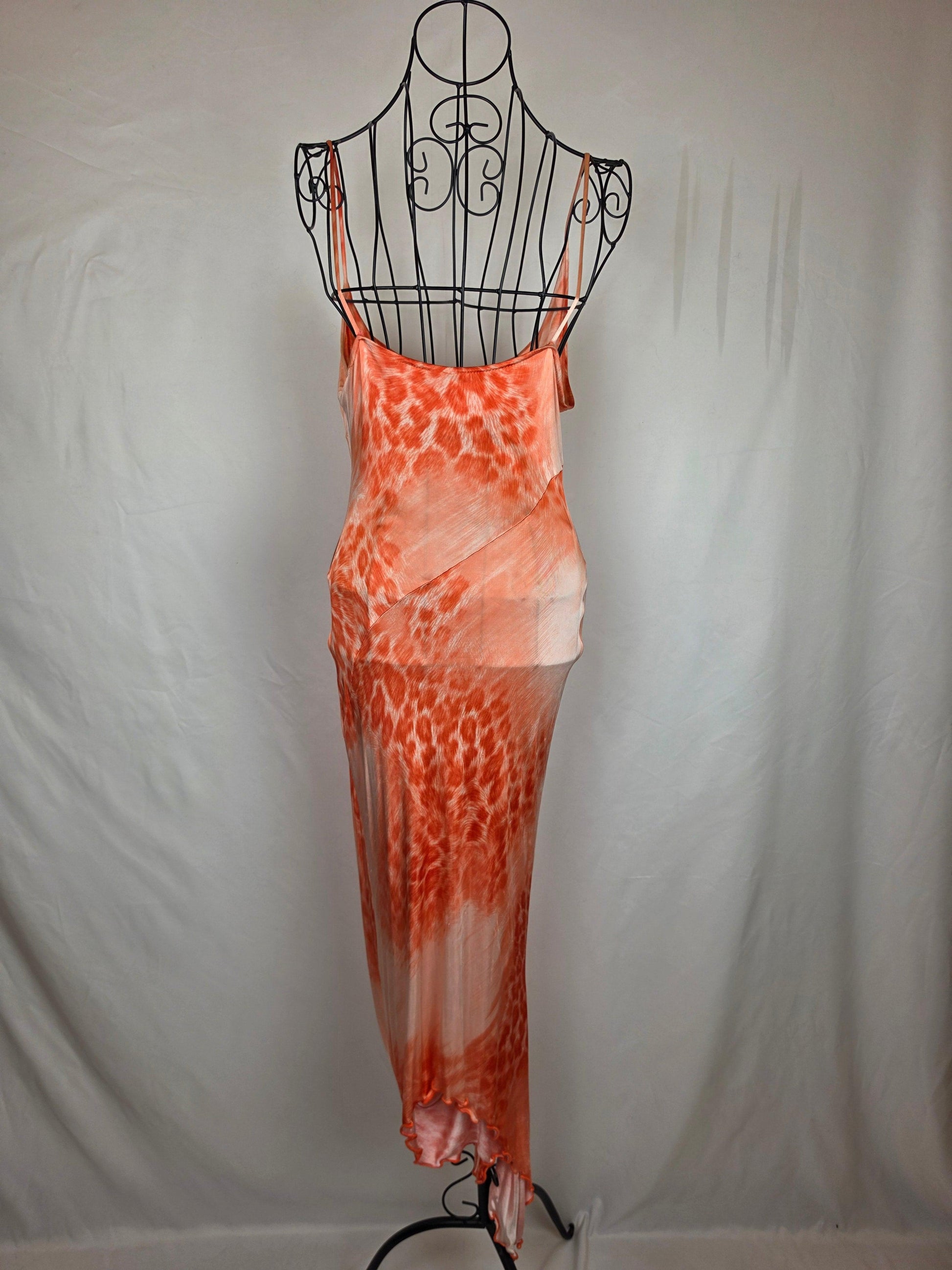 Class Roberto Cavalli Abito Lungo Vintage Asimmetrico Animalier Arancio - Pally Vintage Closet