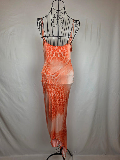 Class Roberto Cavalli Abito Lungo Vintage Asimmetrico Animalier Arancio - Pally Vintage Closet