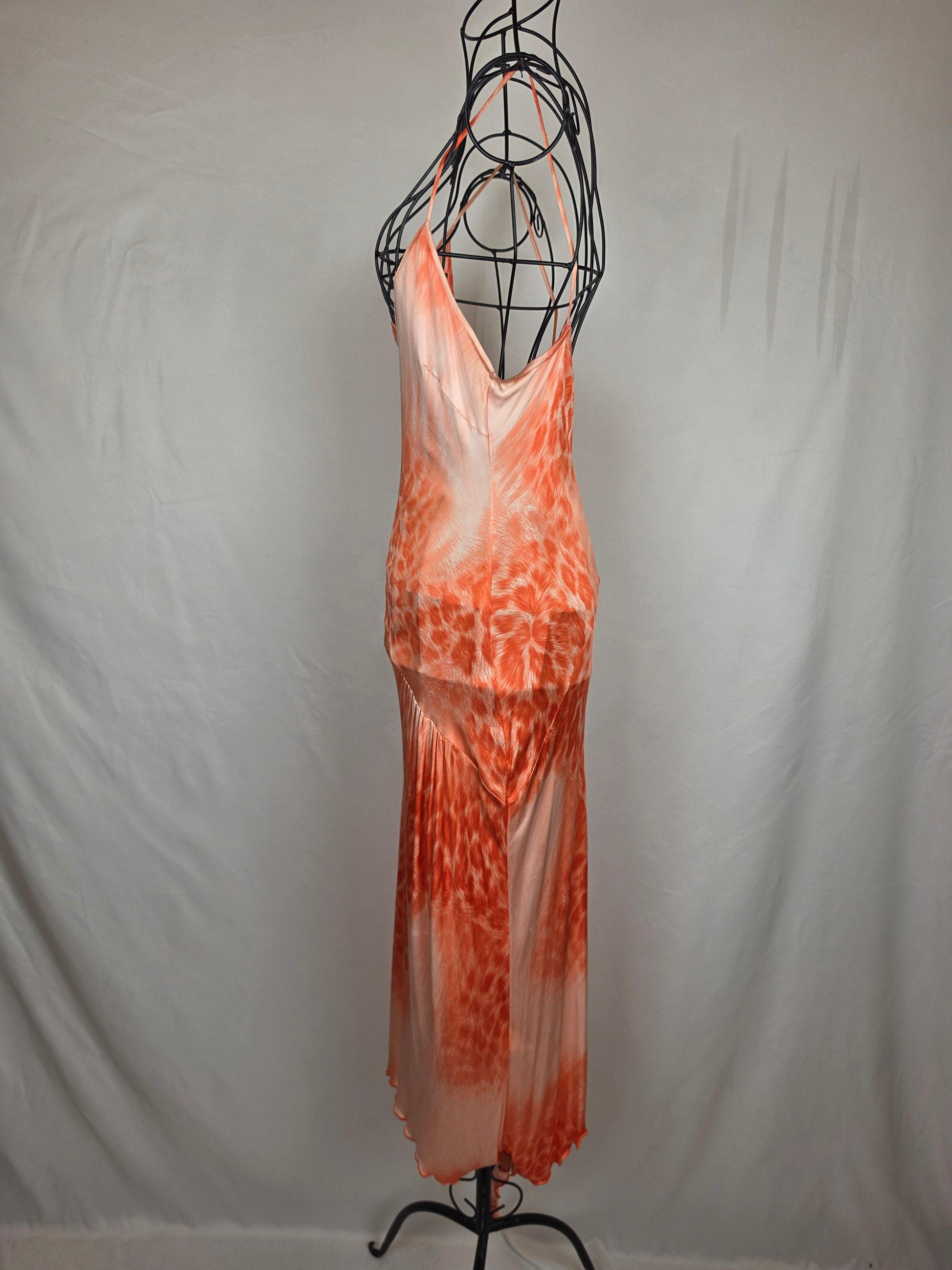 Class Roberto Cavalli Abito Lungo Vintage Asimmetrico Animalier Arancio - Pally Vintage Closet
