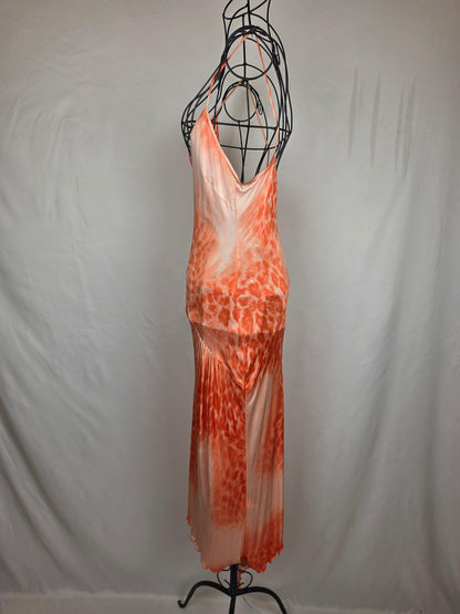 Class Roberto Cavalli Abito Lungo Vintage Asimmetrico Animalier Arancio - Pally Vintage Closet
