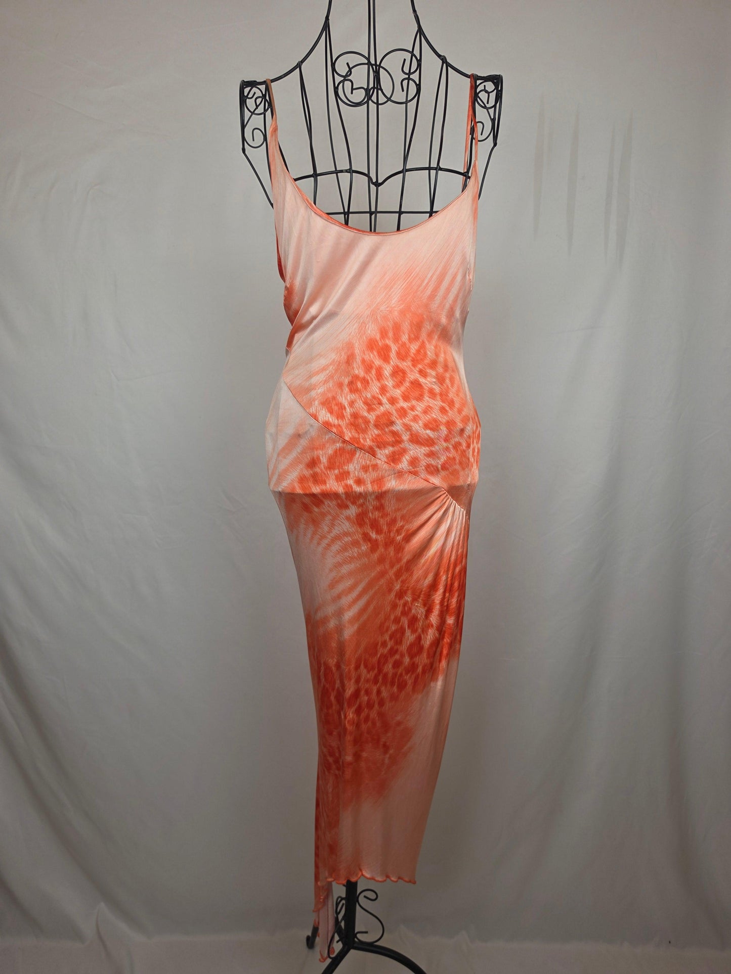 Class Roberto Cavalli Abito Lungo Vintage Asimmetrico Animalier Arancio - Pally Vintage Closet