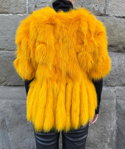 D&G Dolce e Gabbana Pelliccia Vintage con Interno Art-Print Giallo - Pally Vintage Closet