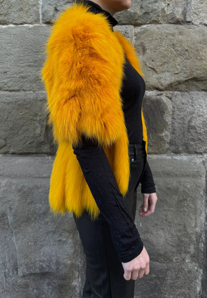 D&G Dolce e Gabbana Pelliccia Vintage con Interno Art-Print Giallo - Pally Vintage Closet