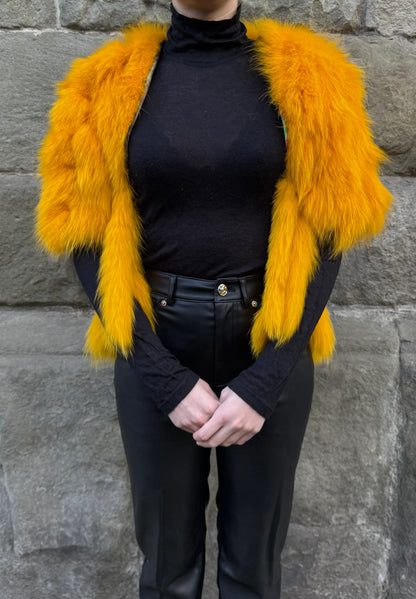 D&G Dolce e Gabbana Pelliccia Vintage con Interno Art-Print Giallo - Pally Vintage Closet