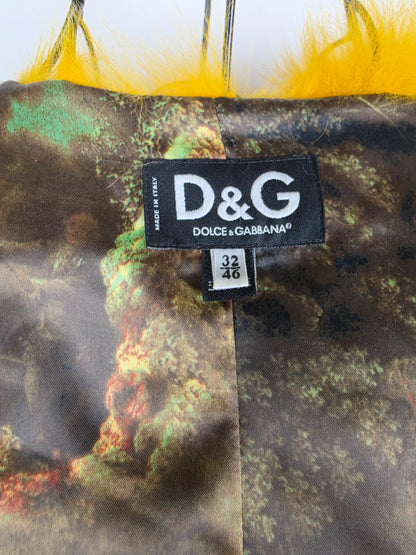 D&G Dolce e Gabbana Pelliccia Vintage con Interno Art-Print Giallo - Pally Vintage Closet
