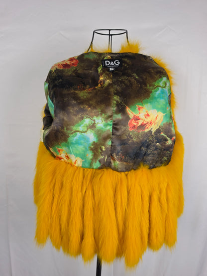 D&G Dolce e Gabbana Pelliccia Vintage con Interno Art-Print Giallo - Pally Vintage Closet