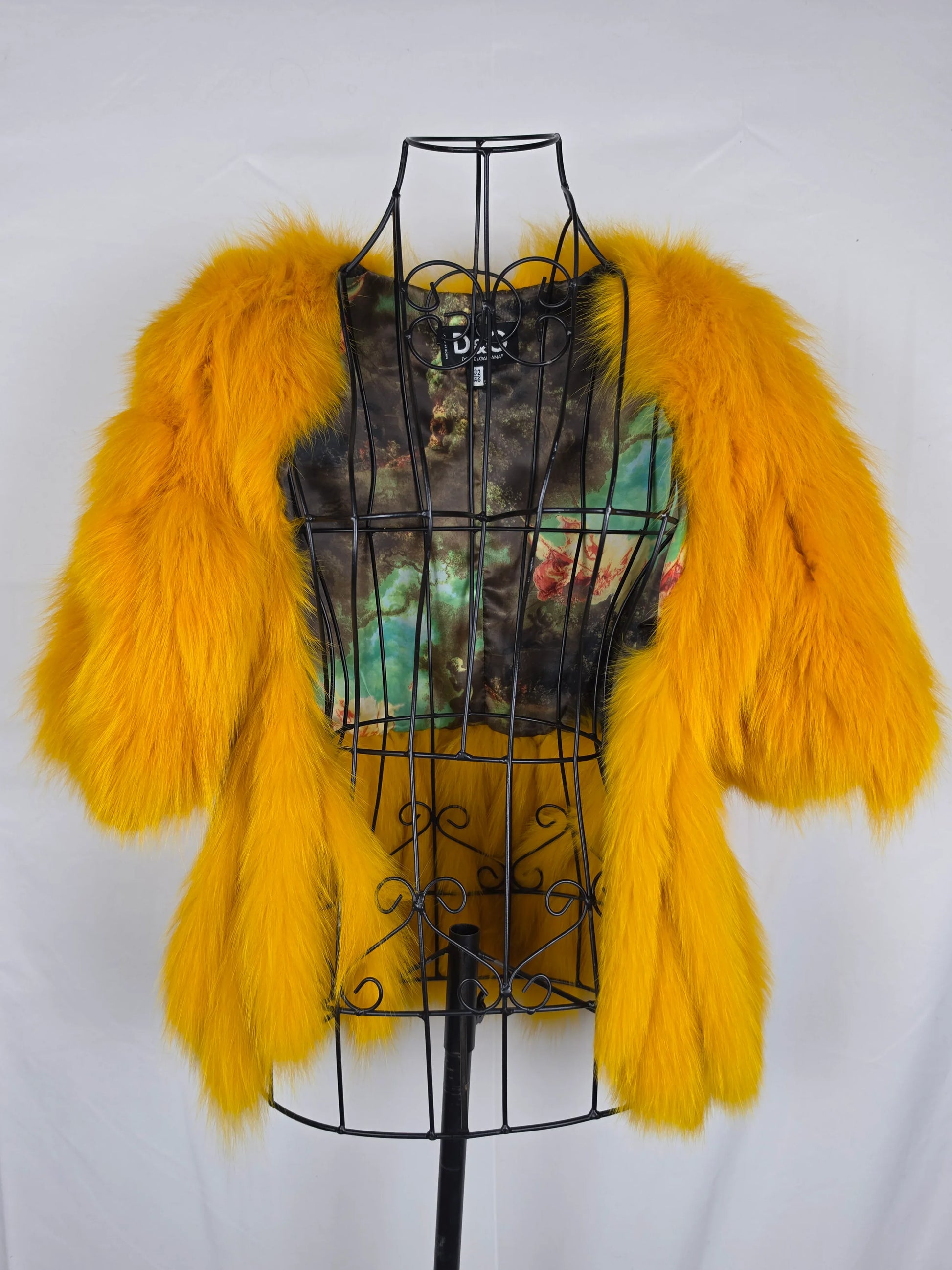 D&G Dolce e Gabbana Pelliccia Vintage con Interno Art-Print Giallo - Pally Vintage Closet