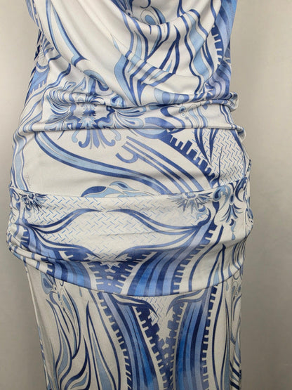 Emilio Pucci Abito Vintage Drappeggiato Blue e Bianco