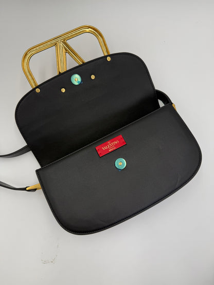 Valentino Garavan Borsa a Tracolla Supervee con VLogo in Pelle Nera