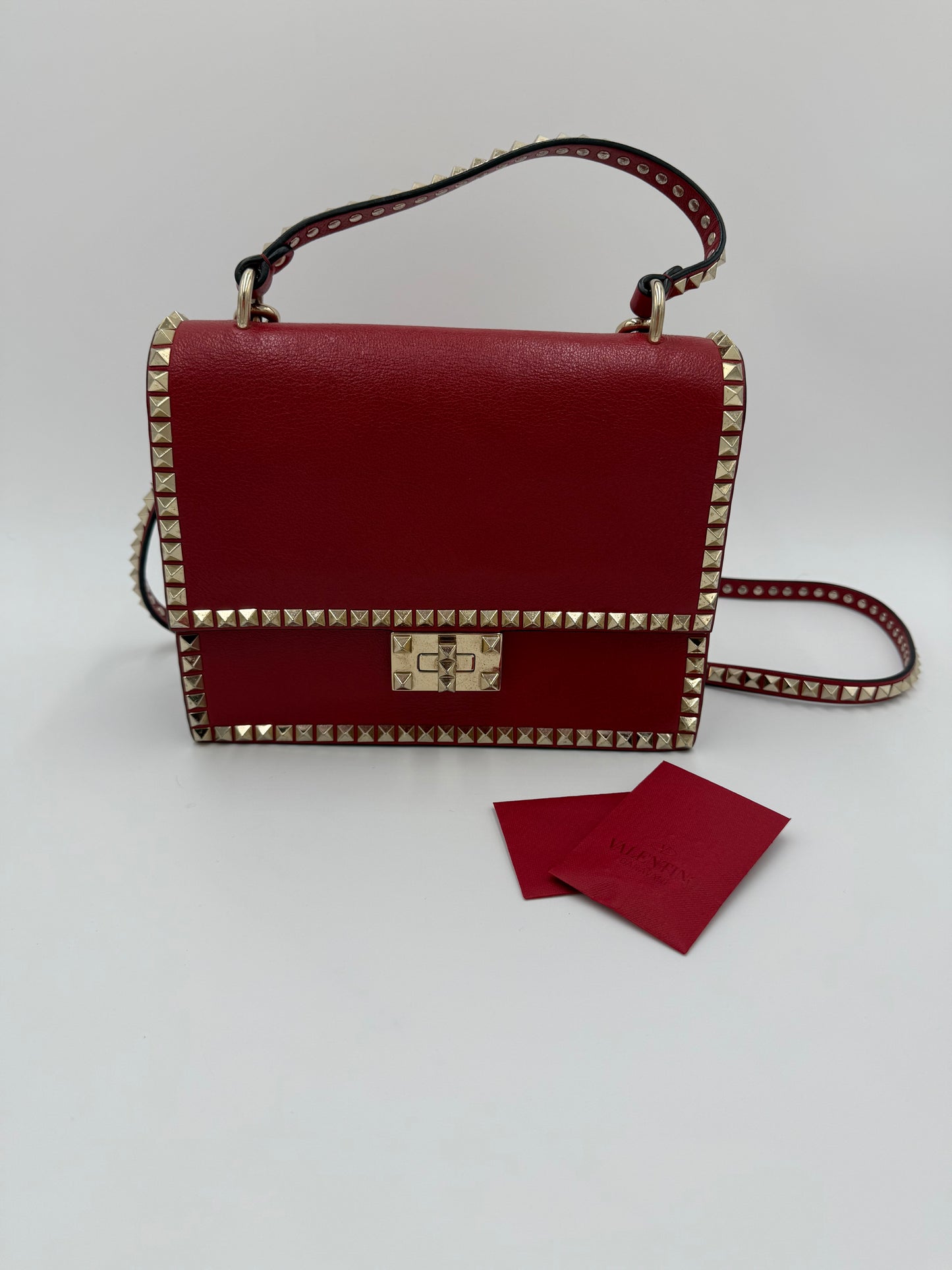 Valentino Garavani Borsa a Tracolla Rockstud in Pelle Rossa - Pally Vintage Closet