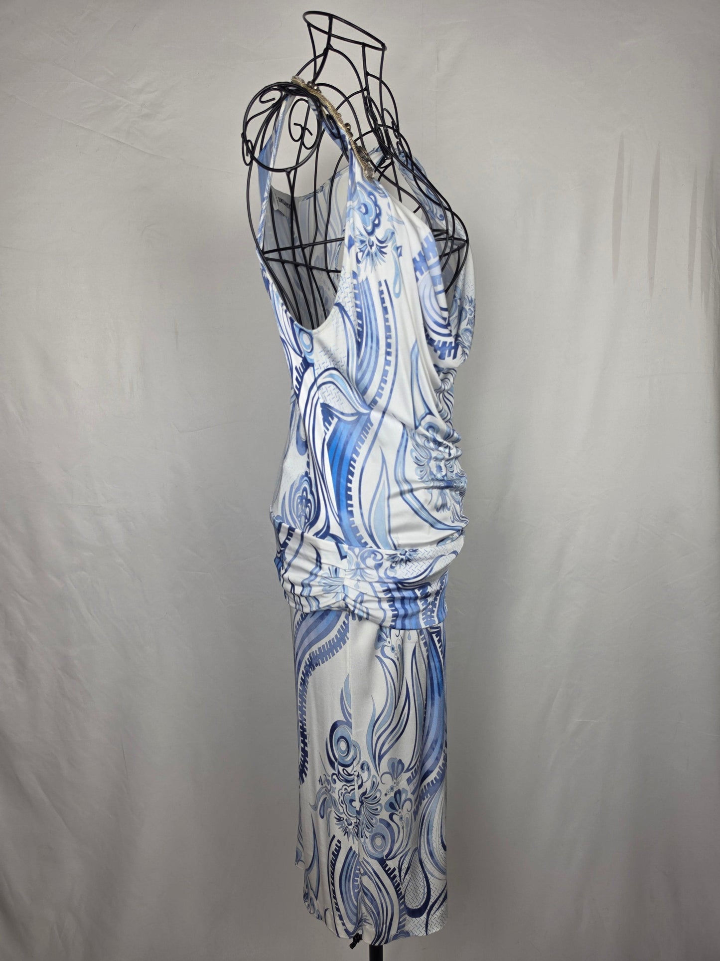 Emilio Pucci Abito Vintage Drappeggiato Blue e Bianco