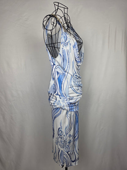 Emilio Pucci Abito Vintage Drappeggiato Blue e Bianco