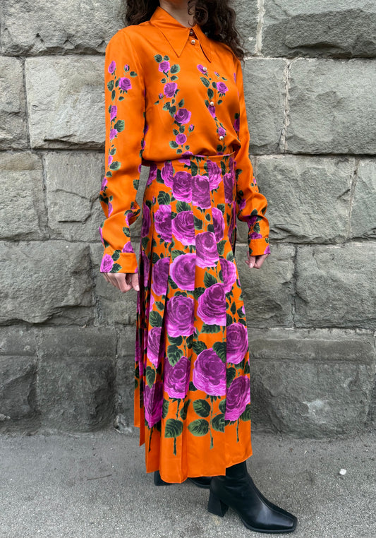 Gucci Completo Gonna e Blusa Stampa Floreale Arancione - Pally Vintage Closet