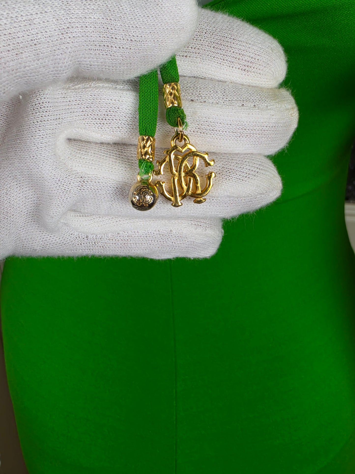 Roberto Cavalli Abito Vintage con Volant Verde Lime