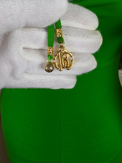 Roberto Cavalli Abito Vintage con Volant Verde Lime