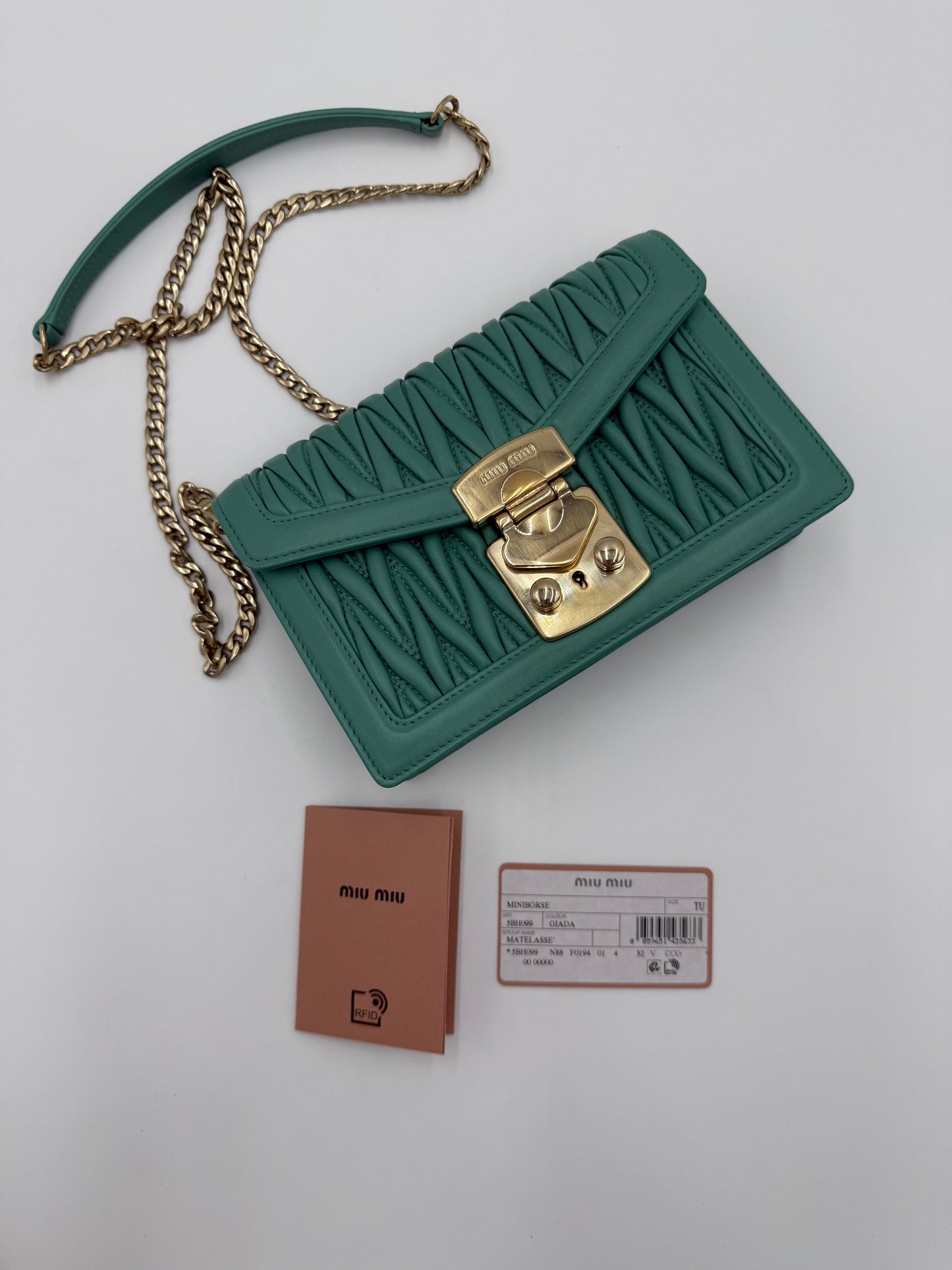 Miu Miu Borsa Confidential Matelassé Verde Giada