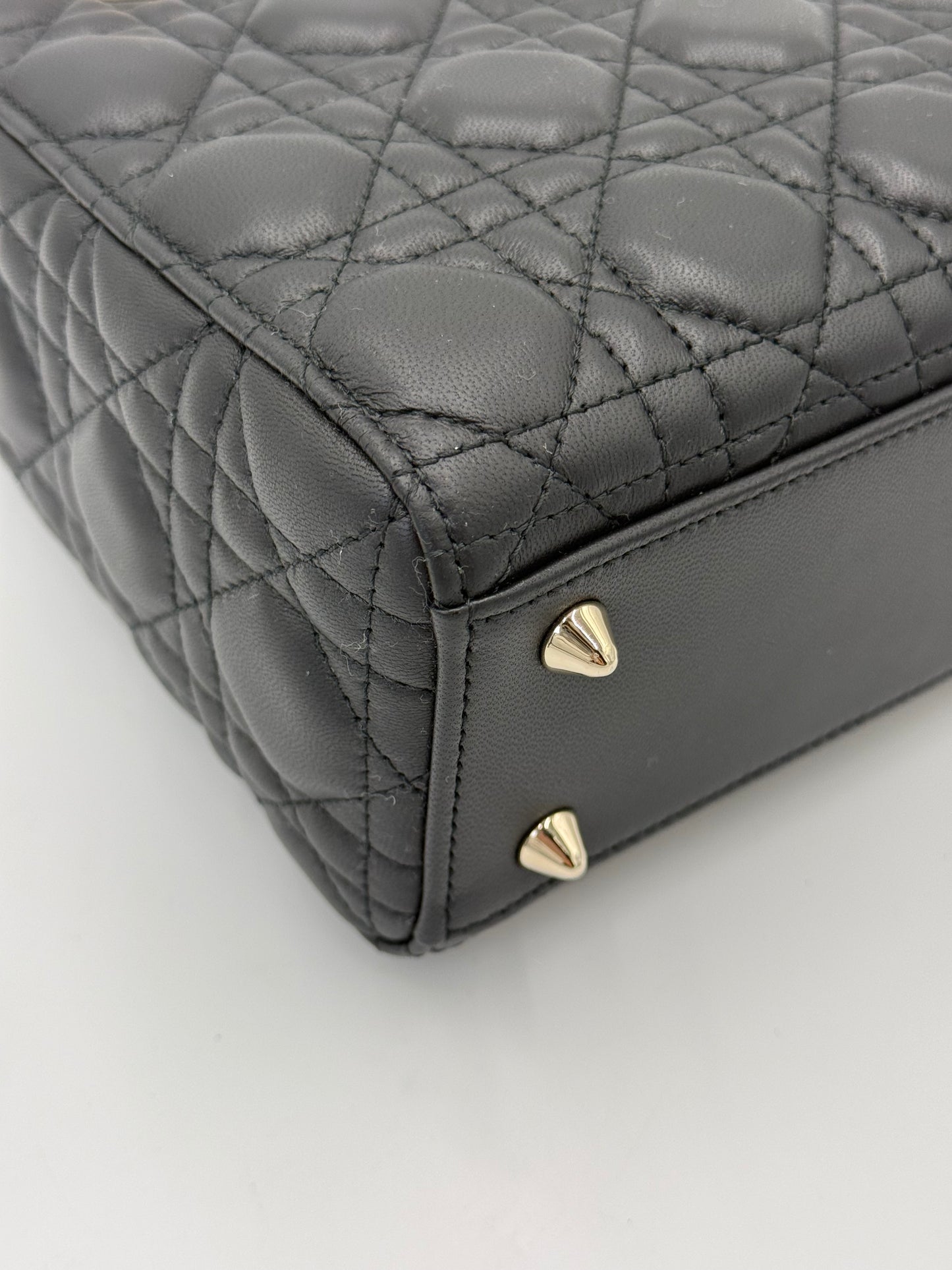 Dior Borsa Lady Dior Media in Pelle Cannage Nera - Pally Vintage Closet