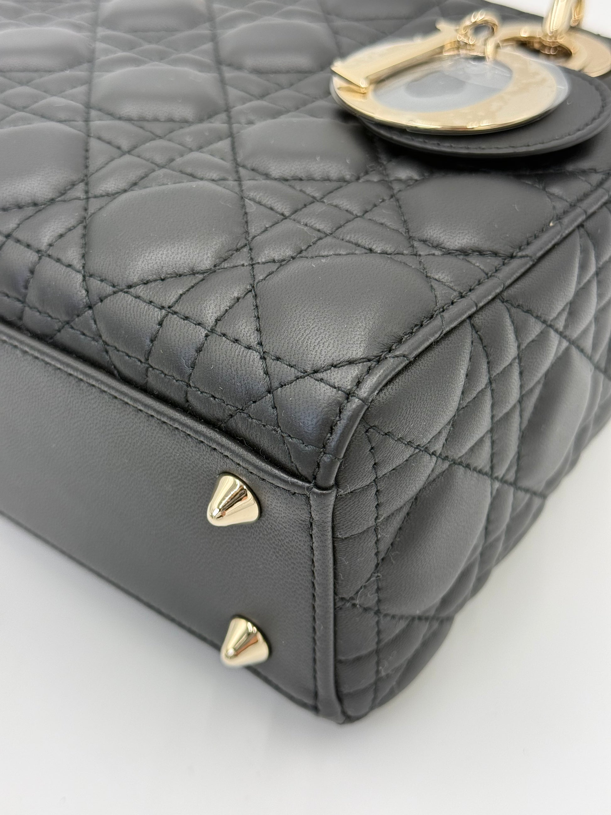 Dior Borsa Lady Dior Media in Pelle Cannage Nera - Pally Vintage Closet