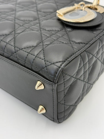 Dior Borsa Lady Dior Media in Pelle Cannage Nera - Pally Vintage Closet