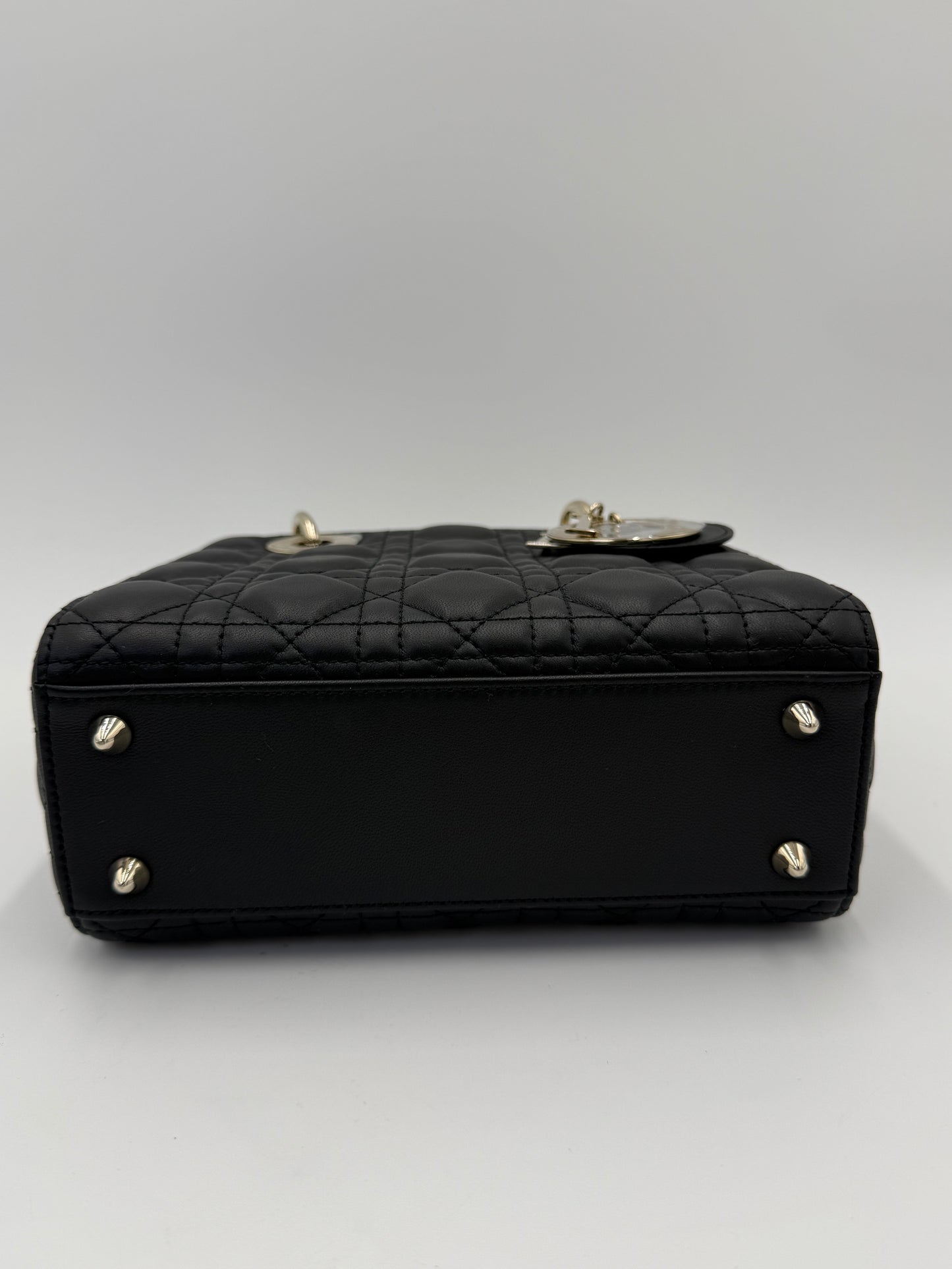 Dior Borsa Lady Dior Media in Pelle Cannage Nera - Pally Vintage Closet
