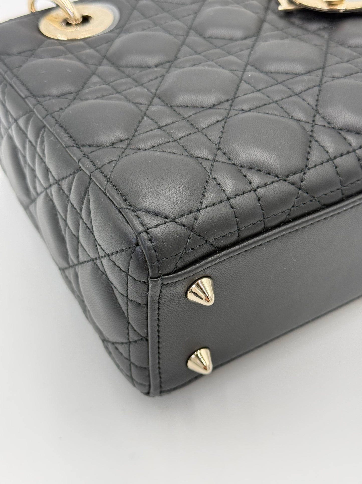 Dior Borsa Lady Dior Media in Pelle Cannage Nera - Pally Vintage Closet