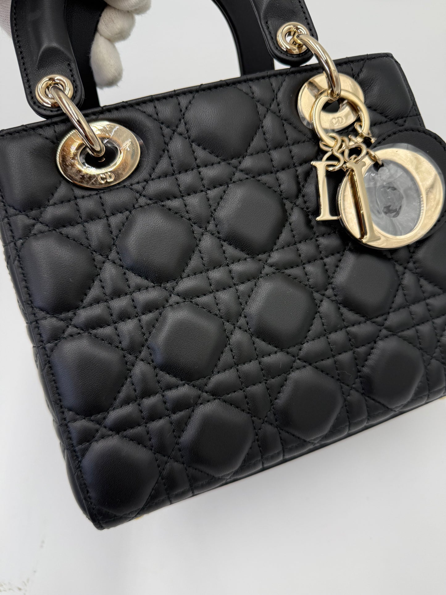 Dior Borsa Lady Dior Media in Pelle Cannage Nera - Pally Vintage Closet