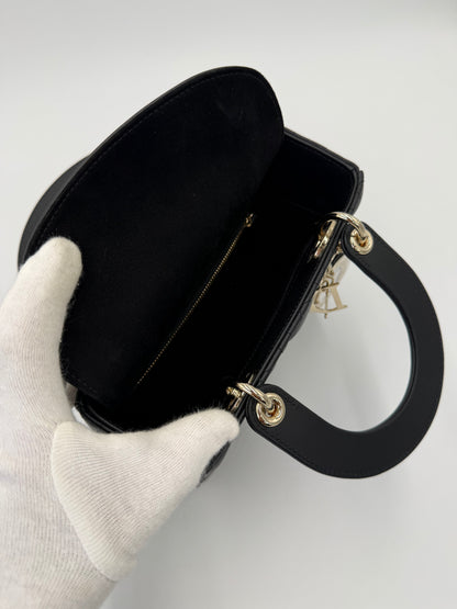 Dior Borsa Lady Dior Media in Pelle Cannage Nera - Pally Vintage Closet