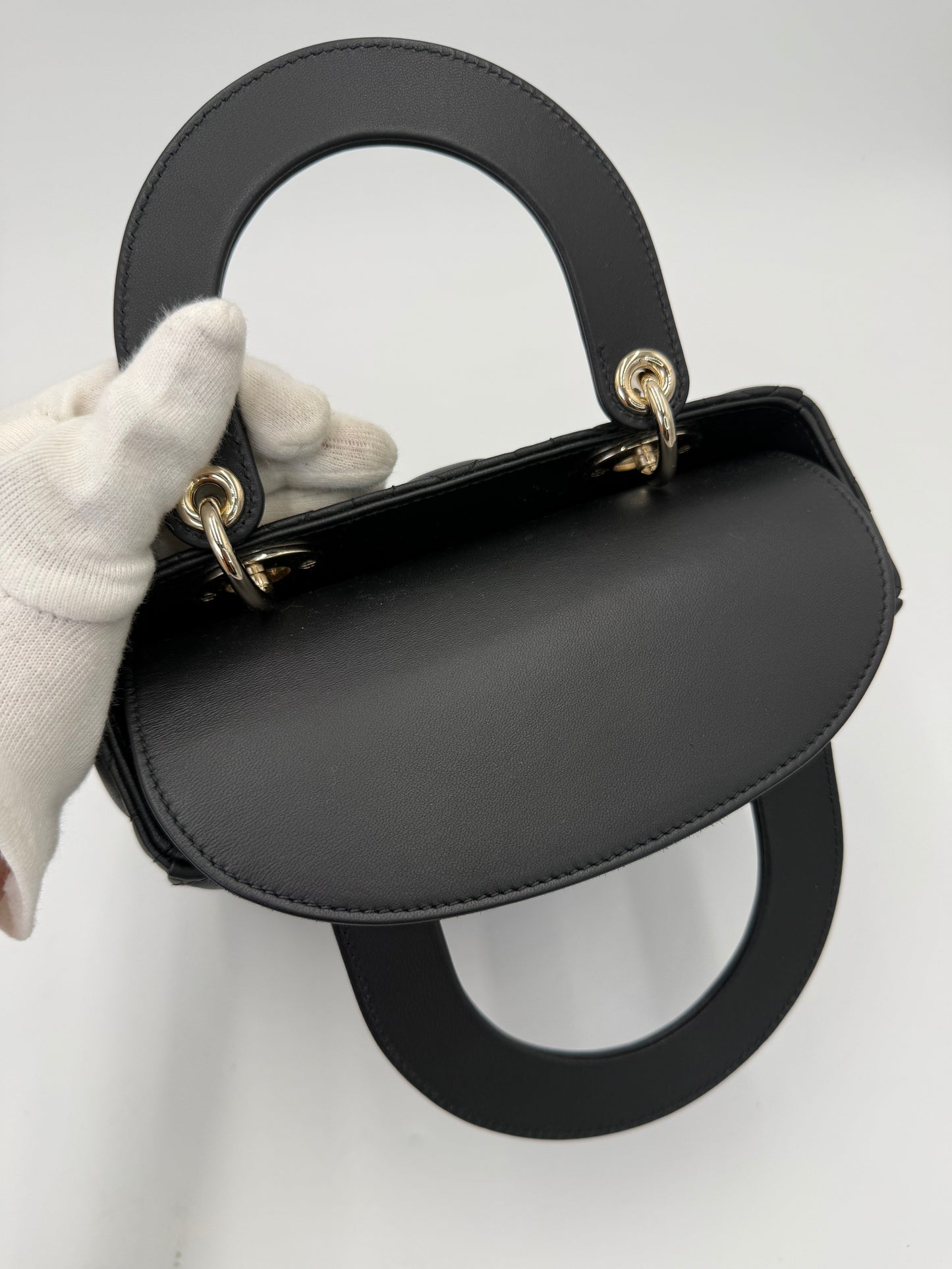 Dior Borsa Lady Dior Media in Pelle Cannage Nera - Pally Vintage Closet