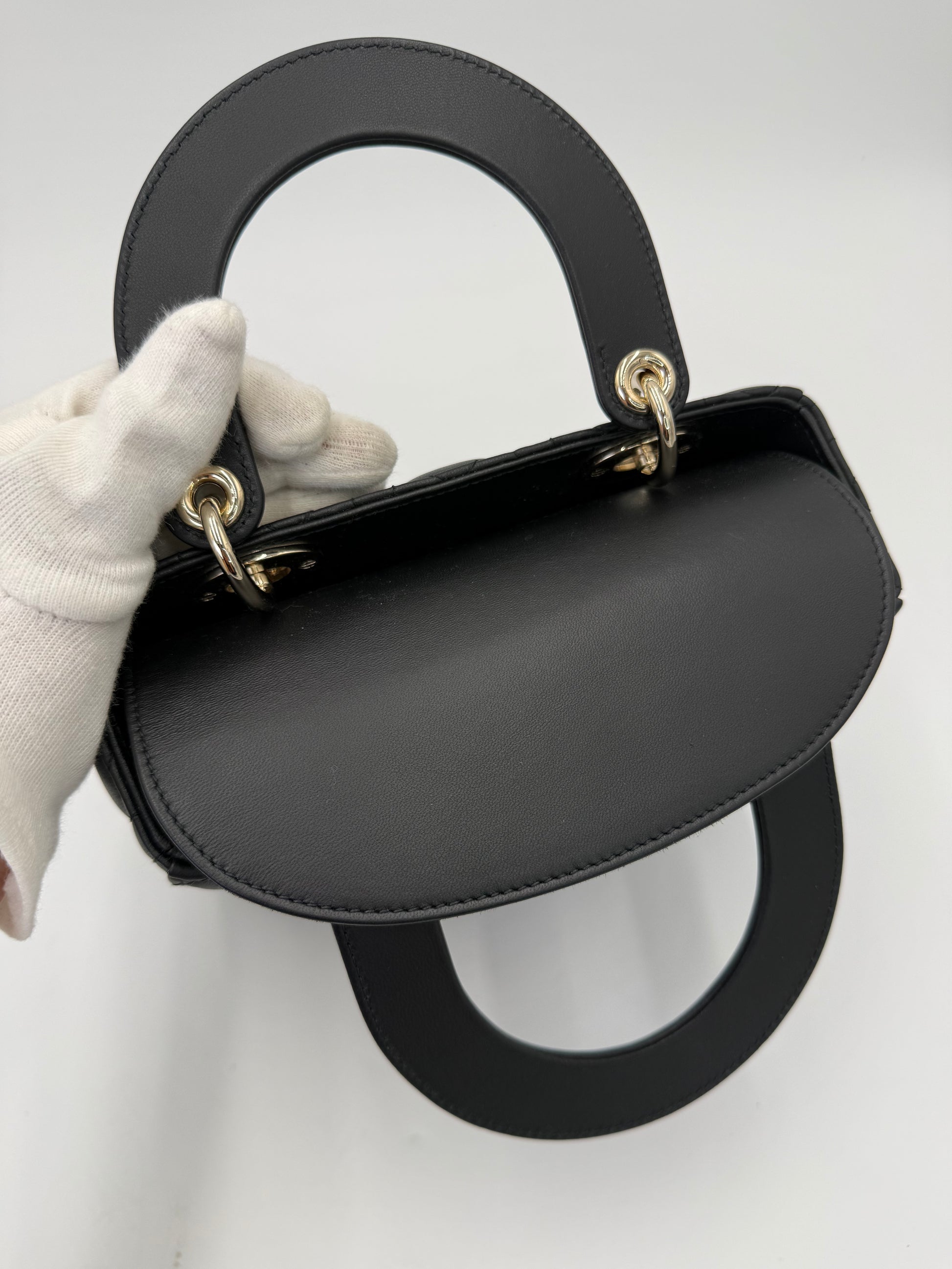 Dior Borsa Lady Dior Media in Pelle Cannage Nera - Pally Vintage Closet