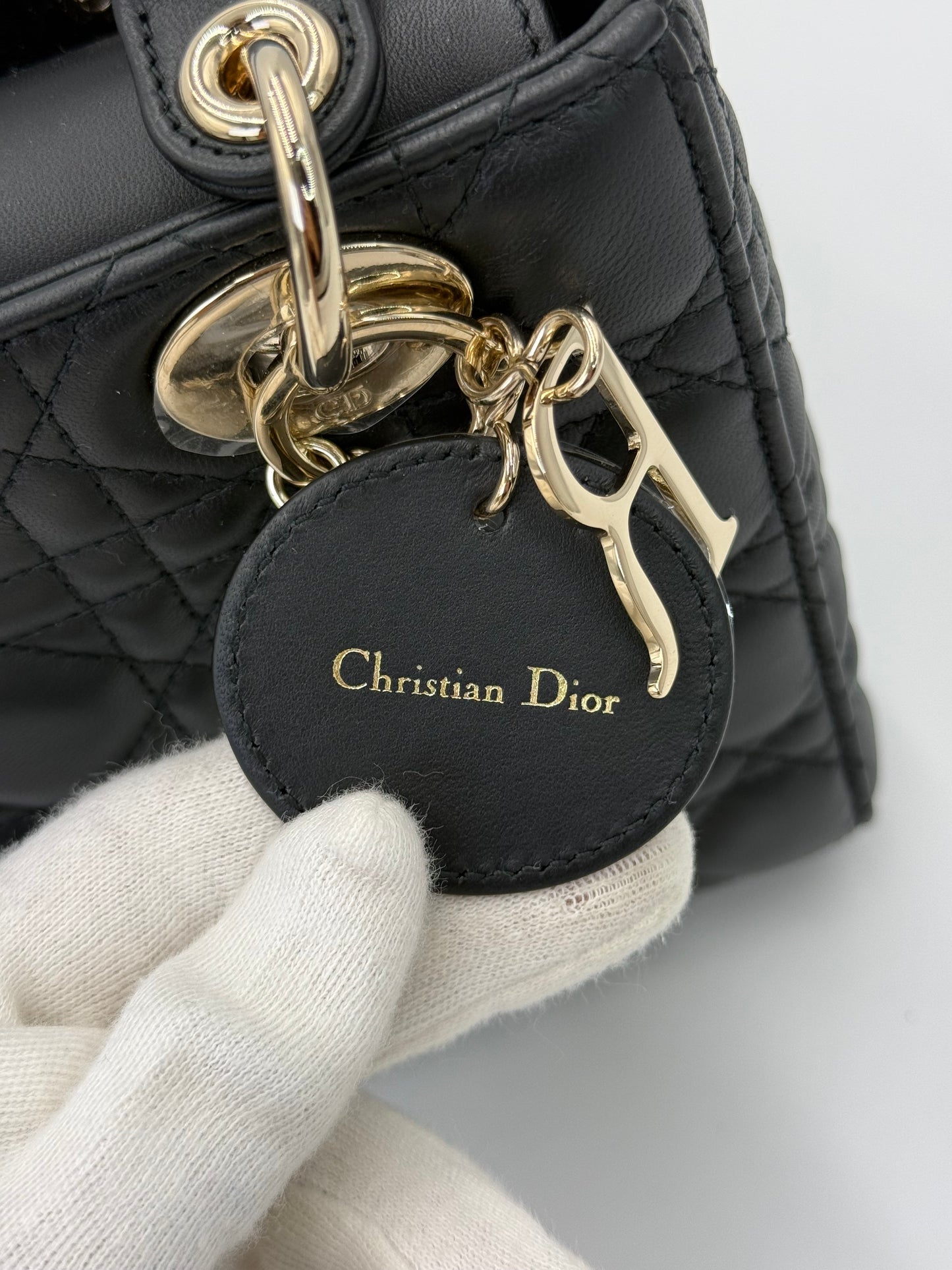 Dior Borsa Lady Dior Media in Pelle Cannage Nera - Pally Vintage Closet