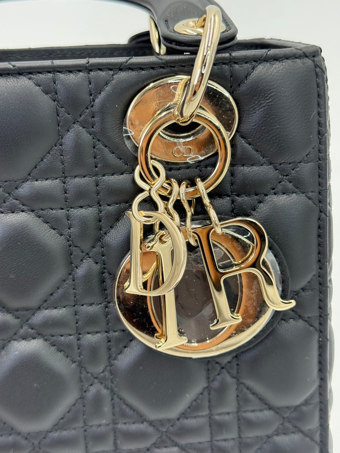 Dior Borsa Lady Dior Media in Pelle Cannage Nera - Pally Vintage Closet